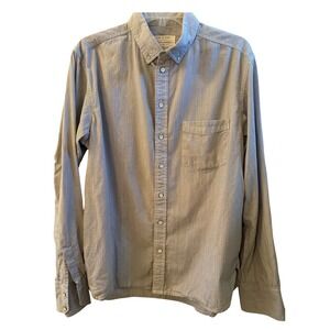 Rag & Bone Mens XL Tailored Workwear Striped Button Down Shirt Grey White